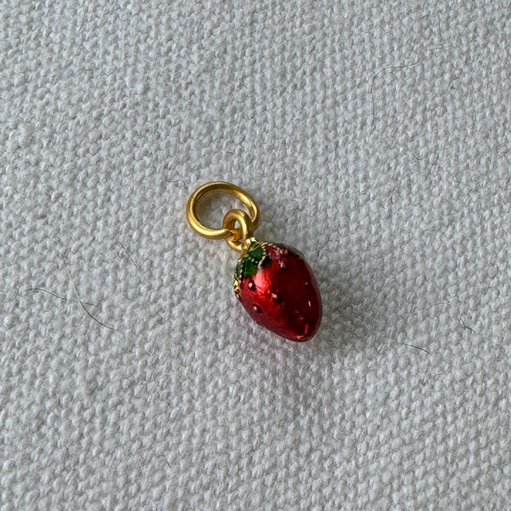 Enamel strawberry pendant minimalist